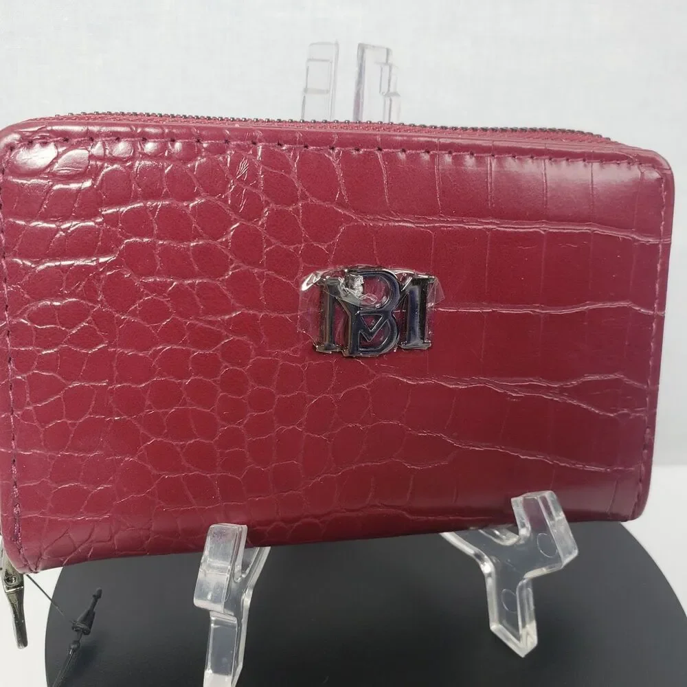 Badgley Mischka Croco Coin Purse Vegan Leather Wine  NWT